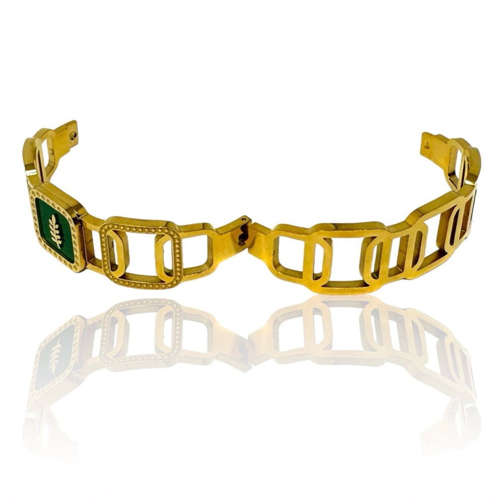 Stainless Steel Gold Color Plated Bangle / Handcuff Bracelet - Picture 7 of 7
